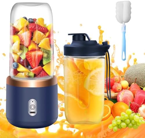 Blender Portable Rechargeable USB 380ml - 2 Gobelets + Brosse - Mixeur Smoothie