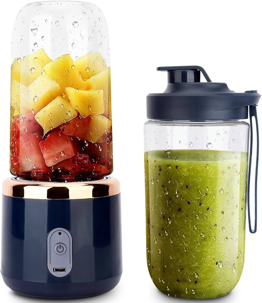 Blender Portable Rechargeable USB 380ml - 2 Gobelets + Brosse - Mixeur Smoothie